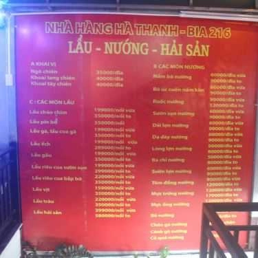 Thực đơn- Quán Nhậu Hà Thanh - Bia Hơi & Các Món Nhậu