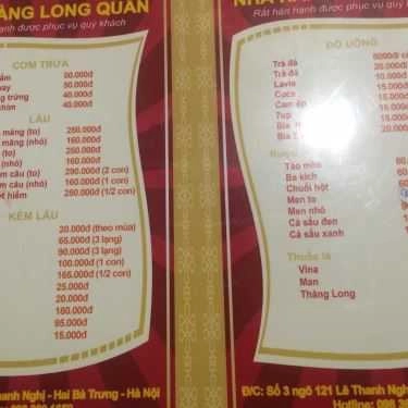 Thực đơn- Nhà Hàng Long Quân - Lẩu & Cơm Văn Phòng