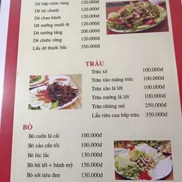 Thực đơn- Nhà Hàng Thu Hà - Cá Sông & Gà Đồi