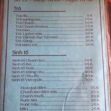 Thực đơn- Nhạc Rừng Cafe
