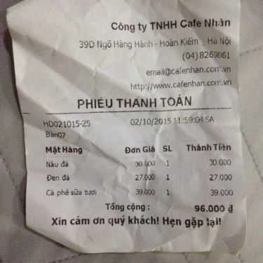 Tổng hợp- Nhân Cafe - 39D Hàng Hành