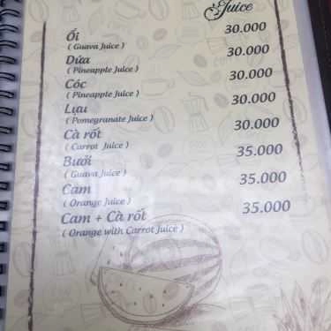 Thực đơn- Nhất Long Cafe - Tô Hiệu