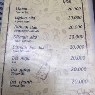 Thực đơn- Nhất Long Cafe - Tô Hiệu