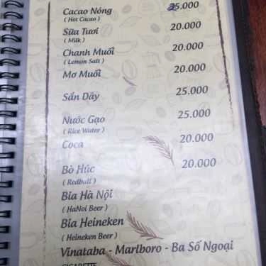 Thực đơn- Nhất Long Cafe - Tô Hiệu