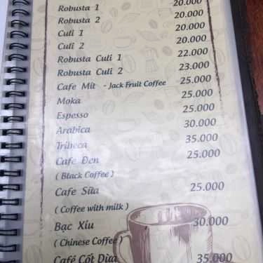 Thực đơn- Nhất Long Cafe - Tô Hiệu