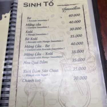 Thực đơn- Nhất Long Cafe - Tô Hiệu