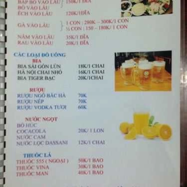 Thực đơn- Quán Nhậu Lẩu Đêm Hải Quân