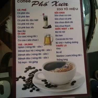 Thực đơn- Nhớ Phố Xưa Cafe
