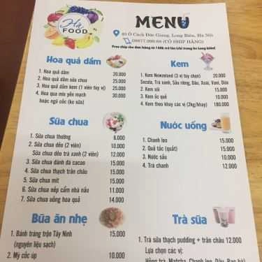 Thực đơn- Hà Food - Bánh Tráng Trộn & Ăn Vặt