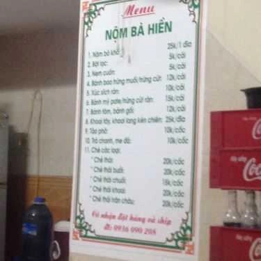 Thực đơn- Ăn vặt Nộm Bà Hiền