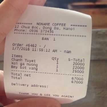 Thực đơn- Cafe Noname DRINKs & FOODs
