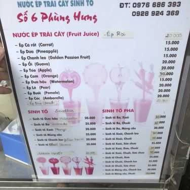 Thực đơn- Ăn vặt Nước Ép Trái Cấy & Sinh Tố - Phùng Hưng