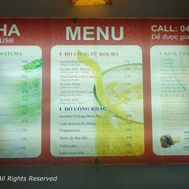 Thực đơn- Cafe OCha Teahouse