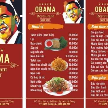 Thực đơn- Nhà Hàng Obama - Hải Sản Tươi Sống