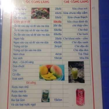 Thực đơn- Ăn vặt Ốc Cổng Làng