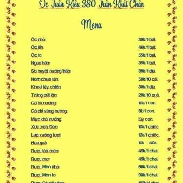Thực đơn- Ăn vặt Ốc Tuấn Kiều - Trần Khát Chân