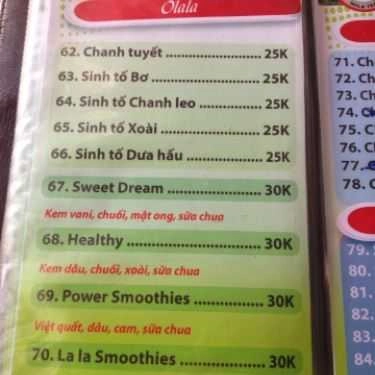 Thực đơn- Oh La La Cafe - Lê Lai