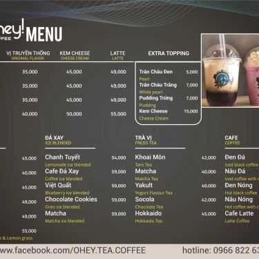 Thực đơn- Ohey Tea & Coffee