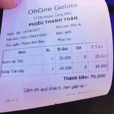 Tổng hợp- Cafe OhGee Gelato - Mipec Long Biên