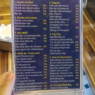 Thực đơn- Olaf Coffee - Trúc Bạch