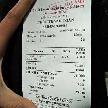 Thực đơn- Cafe Omely - Trà Sữa Đài Loan Chuẩn Guu - Cầu Giấy