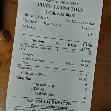 Thực đơn- Cafe Omely - Trà Sữa Đài Loan Chuẩn Guu - Cầu Giấy