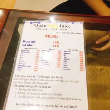 Thực đơn- Ăn vặt Ong Juice