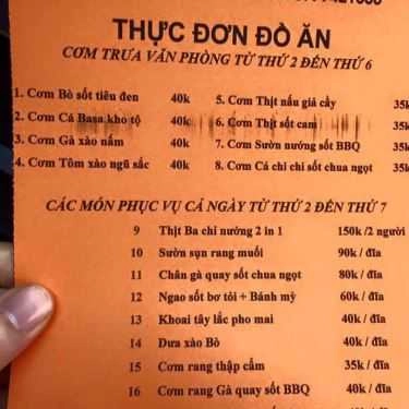 Thực đơn- Orange Cafe