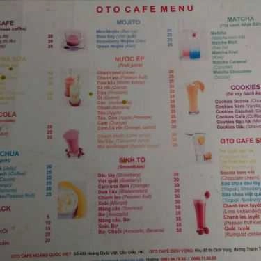 Thực đơn- OTO Cafe 2 - Hoàng Quốc Việt