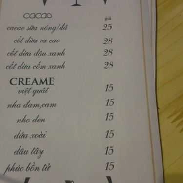 Thực đơn- Cafe Pan Cream & Drinks