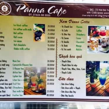Thực đơn- Panna Cafe - Hai Bà Trưng