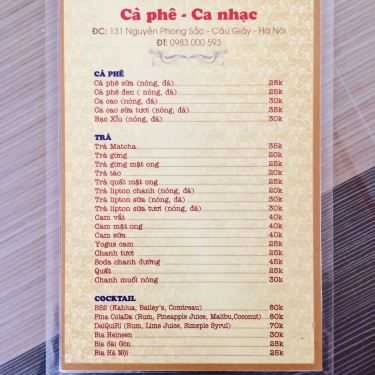 Thực đơn- Penthouse Coffee