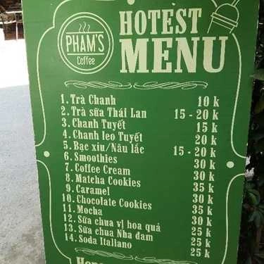 Thực đơn- Pham's Coffee - Nguyễn Viết Xuân