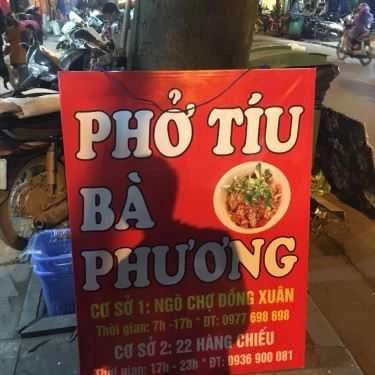 Thực đơn- Ăn vặt Phở Tíu Bà Phương - Hàng Chiếu