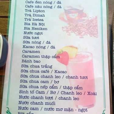 Thực đơn- Phú Minh Cafe - Triệu Việt Vương