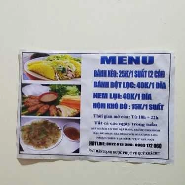 Thực đơn- Ăn vặt Phước - Bánh Xèo Nam Bộ