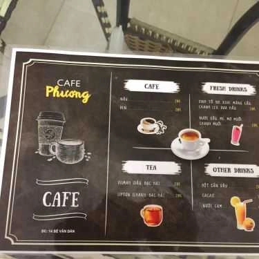Thực đơn- Phương Cafe - Bế Văn Đàn