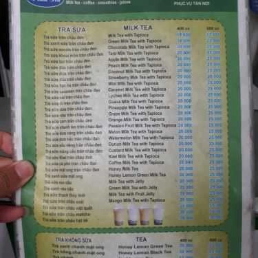 Thực đơn- Cafe Phương Linh - Sinh Tố & Trà Sữa Trân Châu