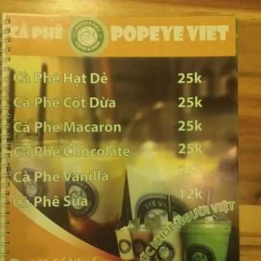 Thực đơn- Popeye Viet - Coffee & Drink
