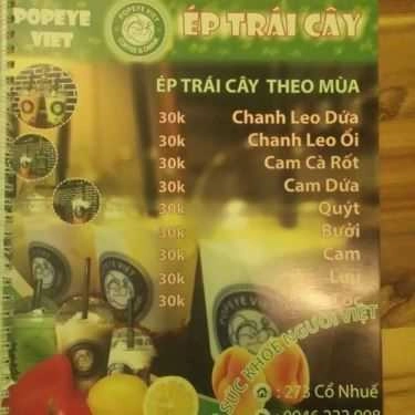 Thực đơn- Popeye Viet - Coffee & Drink