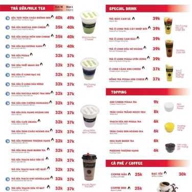 Thực đơn- Cafe Trà Sữa Pozaa Tea - Tô Hiệu