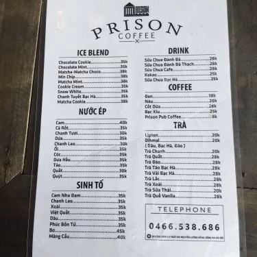 Thực đơn- Prison Coffee