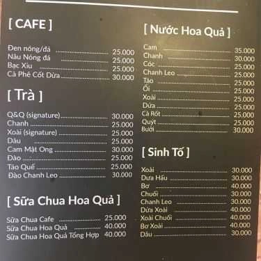 Tổng hợp- Cafe Q&Q Juice