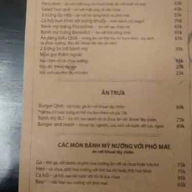 Thực đơn- Qbik Cafe - Nguyễn Công Hoan