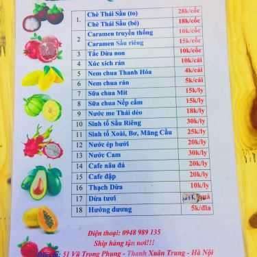 Thực đơn- Quả Quán - Dừa Xiêm & Đồ Ăn Vặt