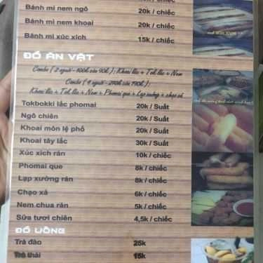 Thực đơn- Cafe Ngáo's Quà Vặt