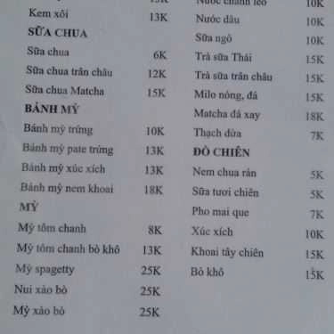 Thực đơn- Ăn vặt Quà Vặt Siêu Sạch - Hàng Bài