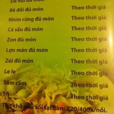 Thực đơn- Nhà Hàng Quán B19 - Ngon Và Ngon