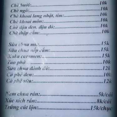 Thực đơn- Ăn vặt Kẹo Kun Chè Quán