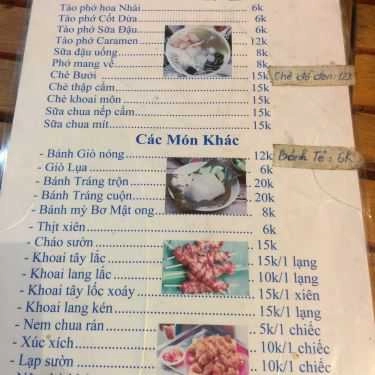 Thực đơn- Cô Hương - Các Món Ăn Vặt